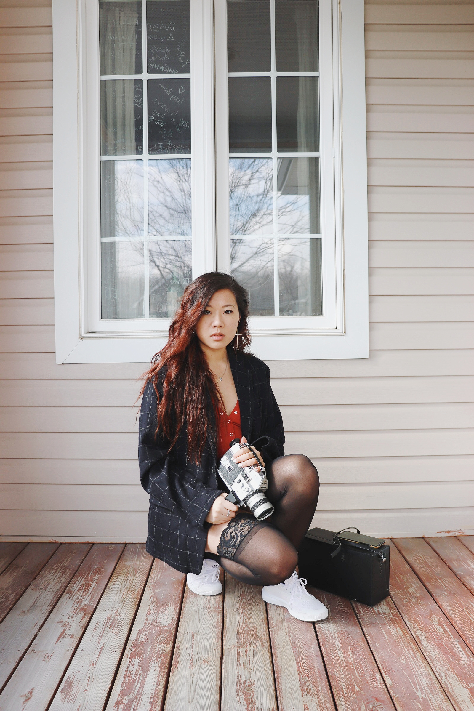 jenn sitting on stairs